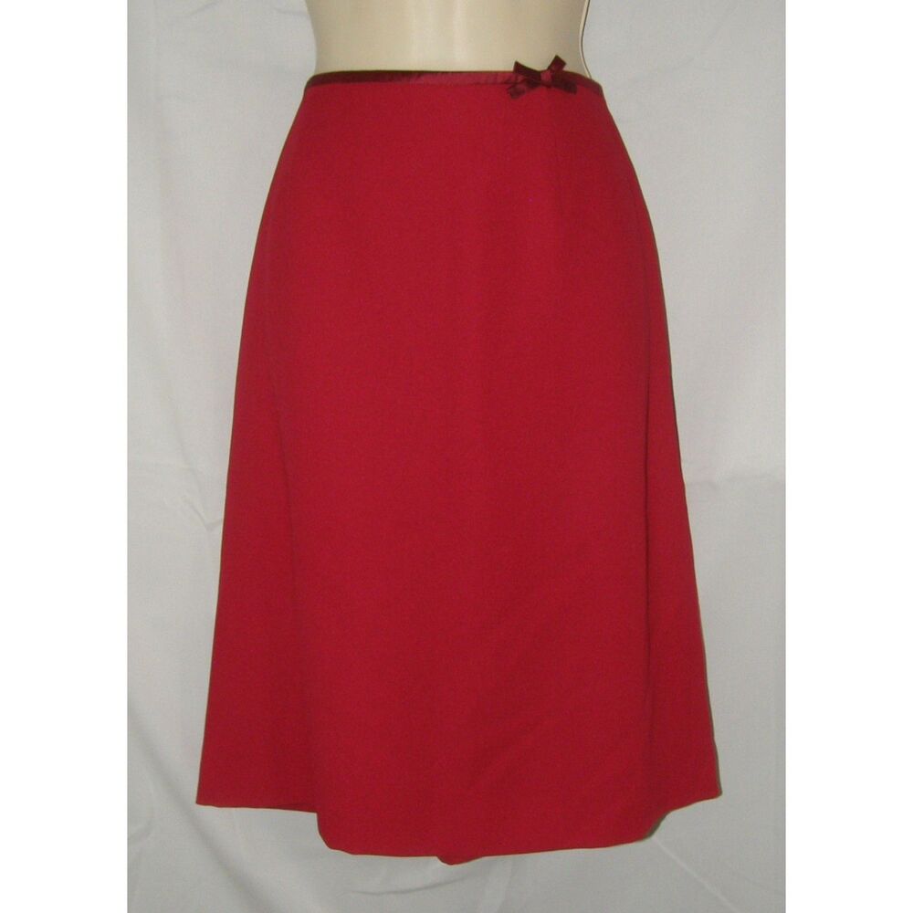 KASPER Red Sz 10 Petite Church Office Lined Knee Length Side Zip Skirt NEW NWT